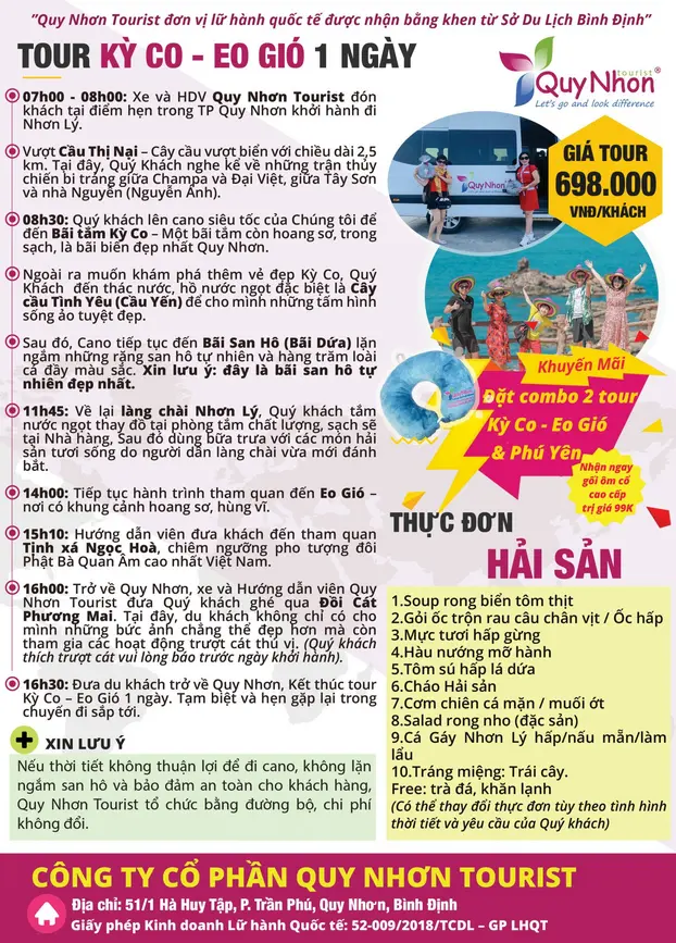 Chi tiết lịch trình tour Quy Nhơn 1 ngày